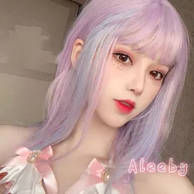 ALEEBY LOLITA PURPLE PINK BLUE MIXTURE DAILY SHORT STRAIGHT WIG BY31172