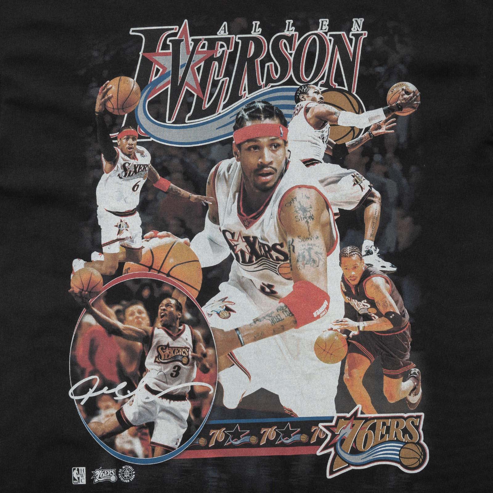 Allen Iverson Philadelphia 76ers Player Graphic T-Shirt - Black