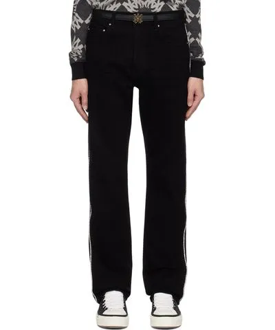 Amiri Black Crystal Stripe Slim Jeans