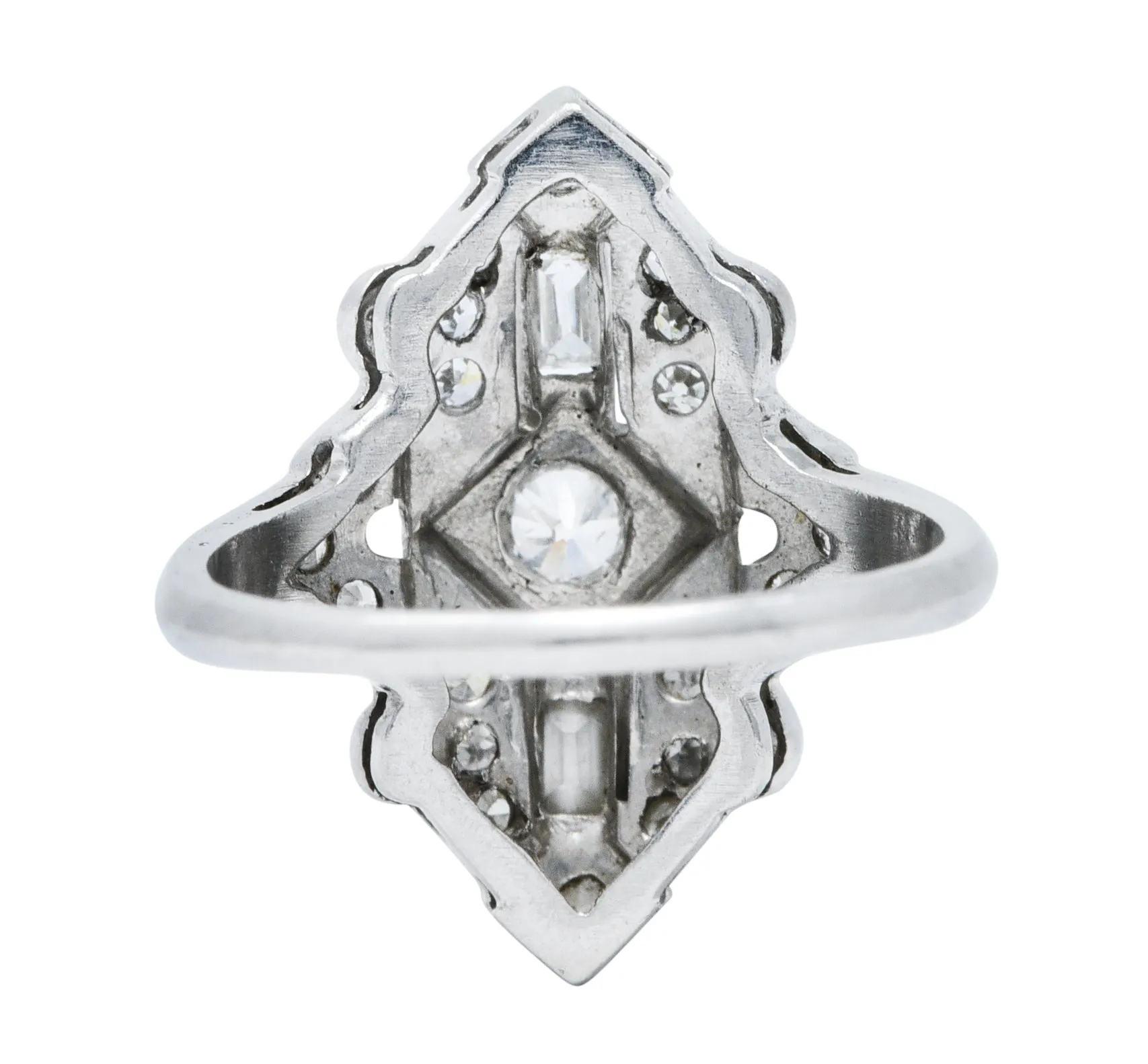 Art Deco Diamond Platinum Geometric Dinner Ring