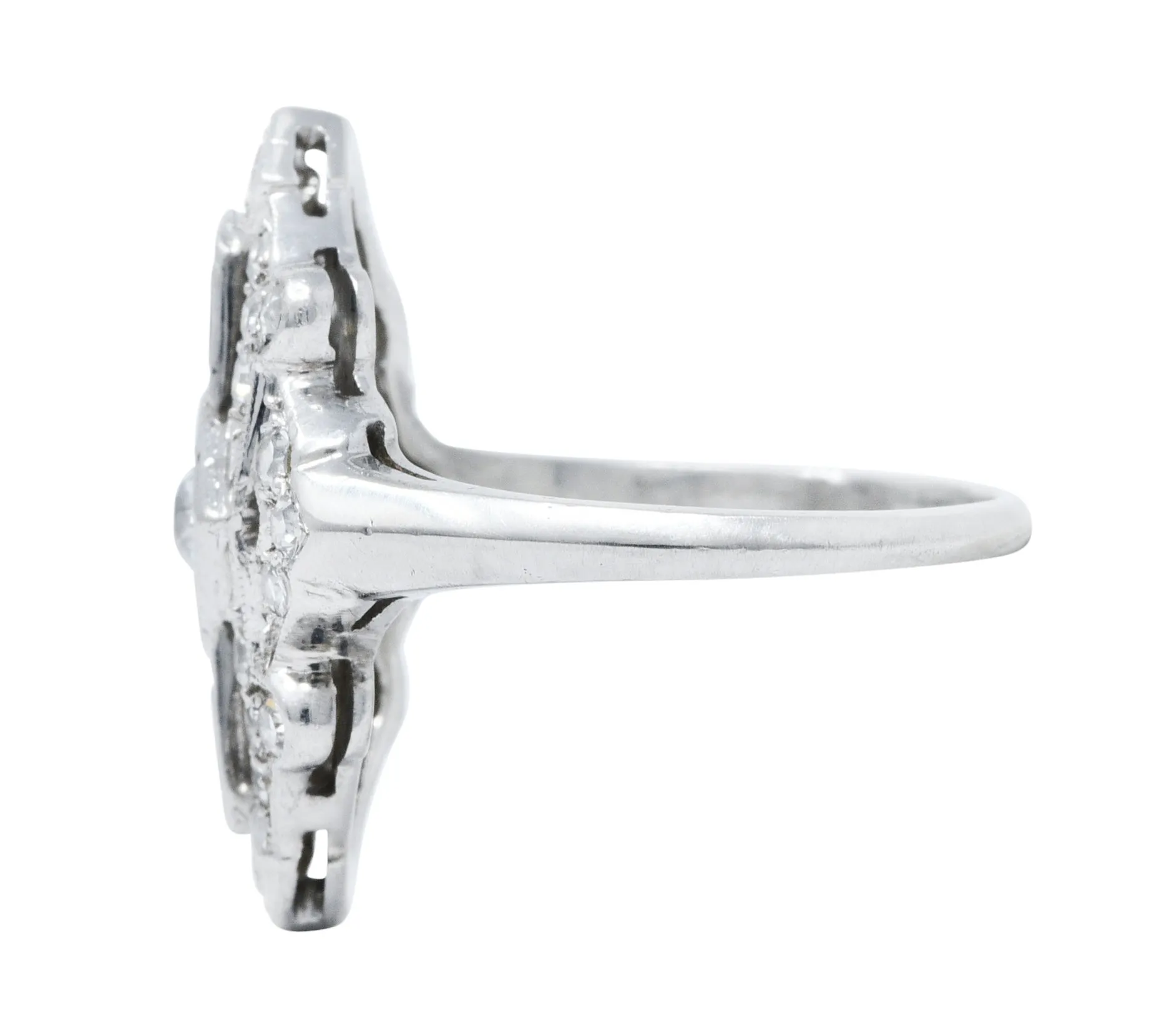 Art Deco Diamond Platinum Geometric Dinner Ring