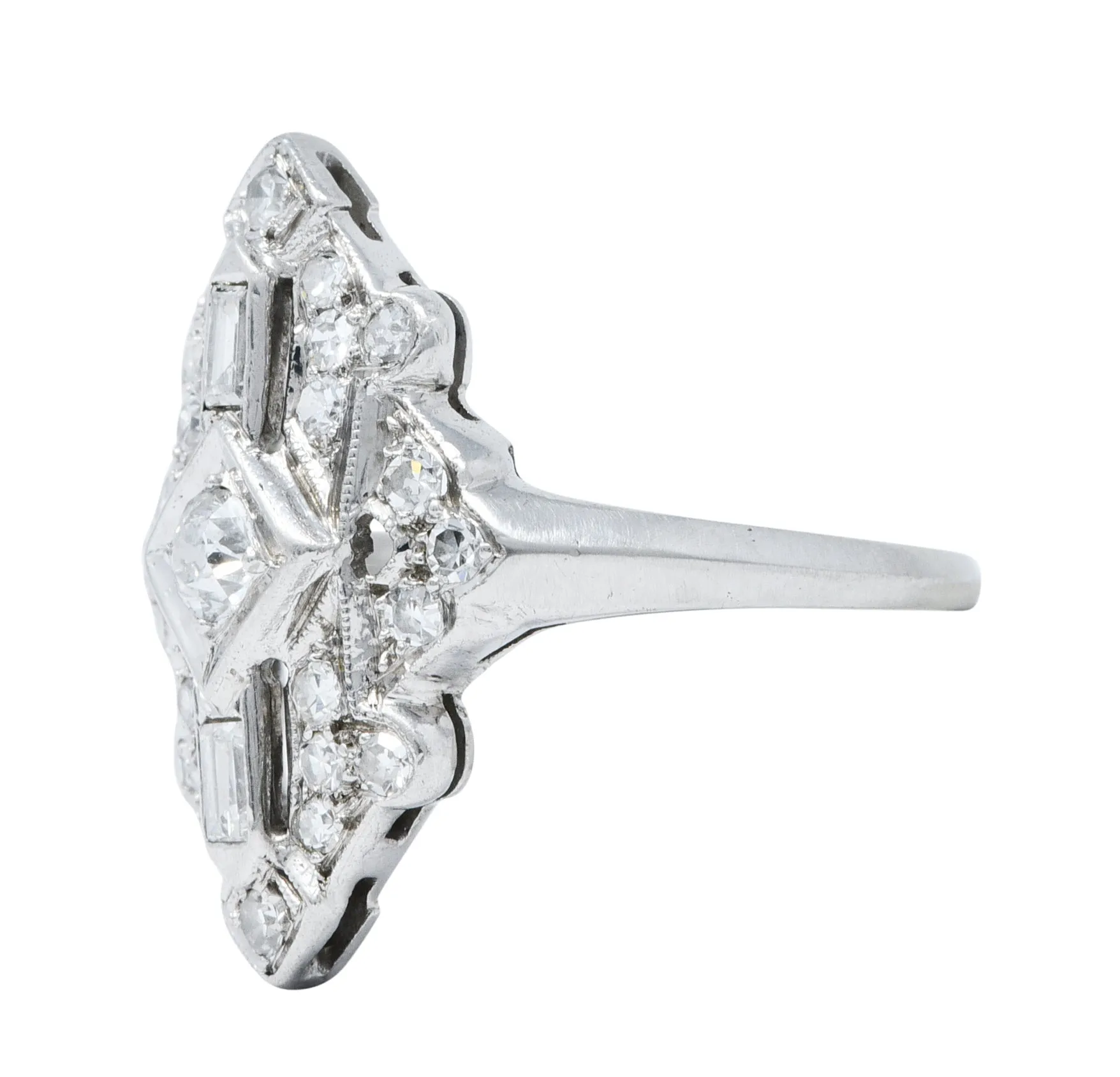 Art Deco Diamond Platinum Geometric Dinner Ring