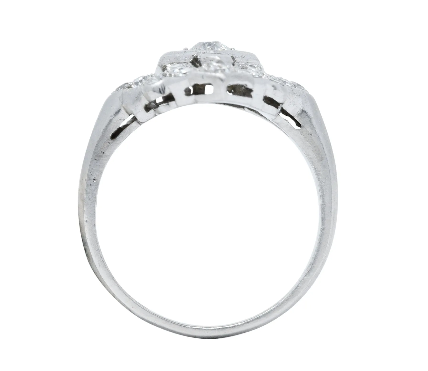 Art Deco Diamond Platinum Geometric Dinner Ring