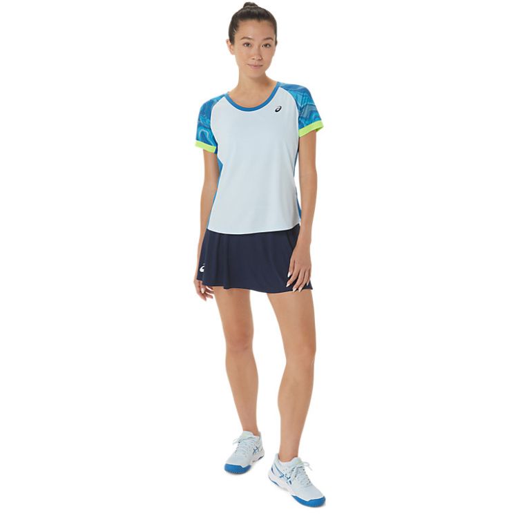 Asics T-Shirt Court Graphic SS Top Dames Blauw