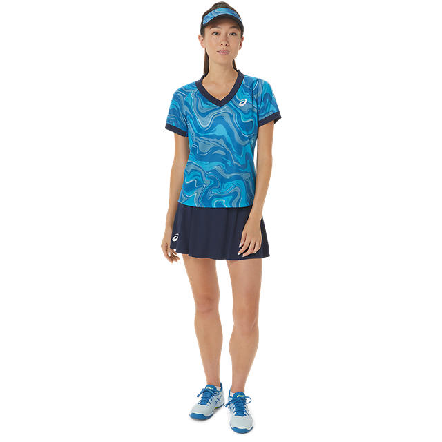 Asics T-Shirt Match Graphic SS Top Dames Blauw