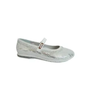 Asso AG 504 Scarpe Bambina Ballerine con Cinturino in Pizzo Bianco Argento