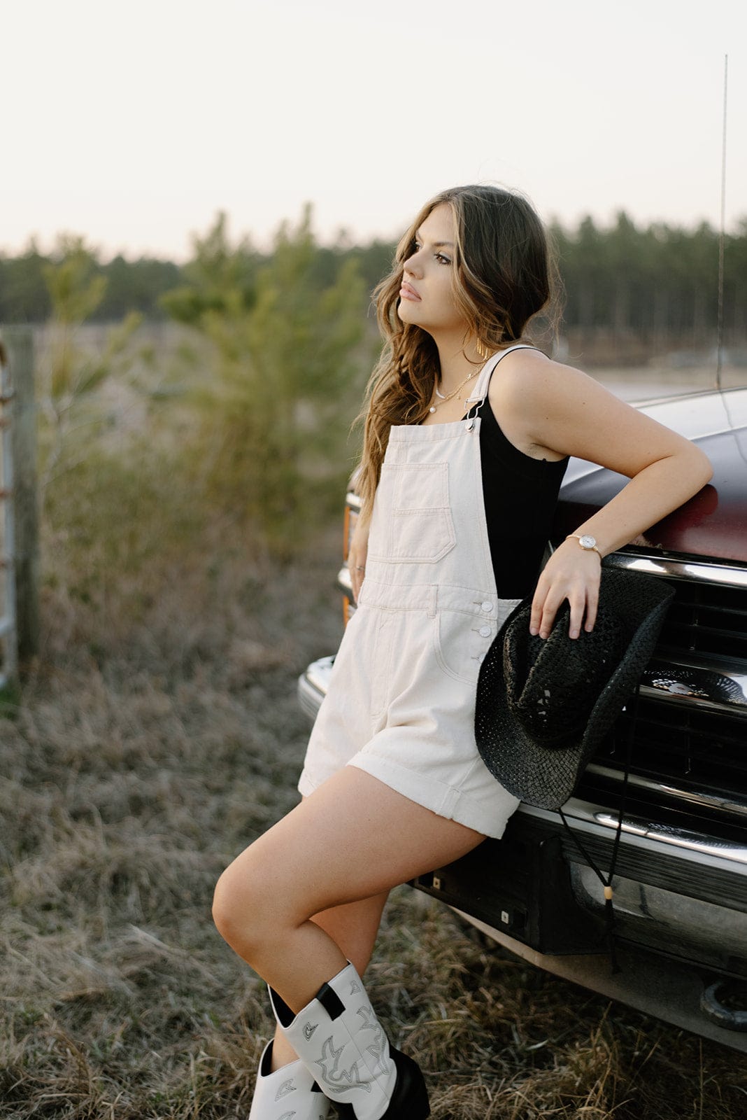 Beige Denim Overall Shorts