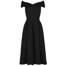 Black Crossover Vintage Bardot 50s Swing Dress