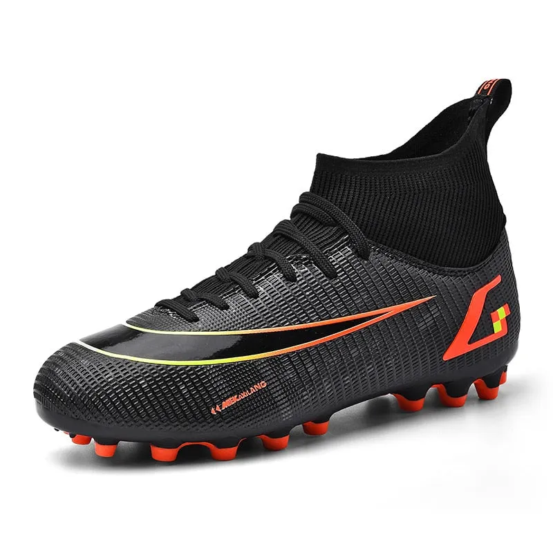 Black Men's Lace-up Breathable Cleats Training AG Angle Soccer Shoes