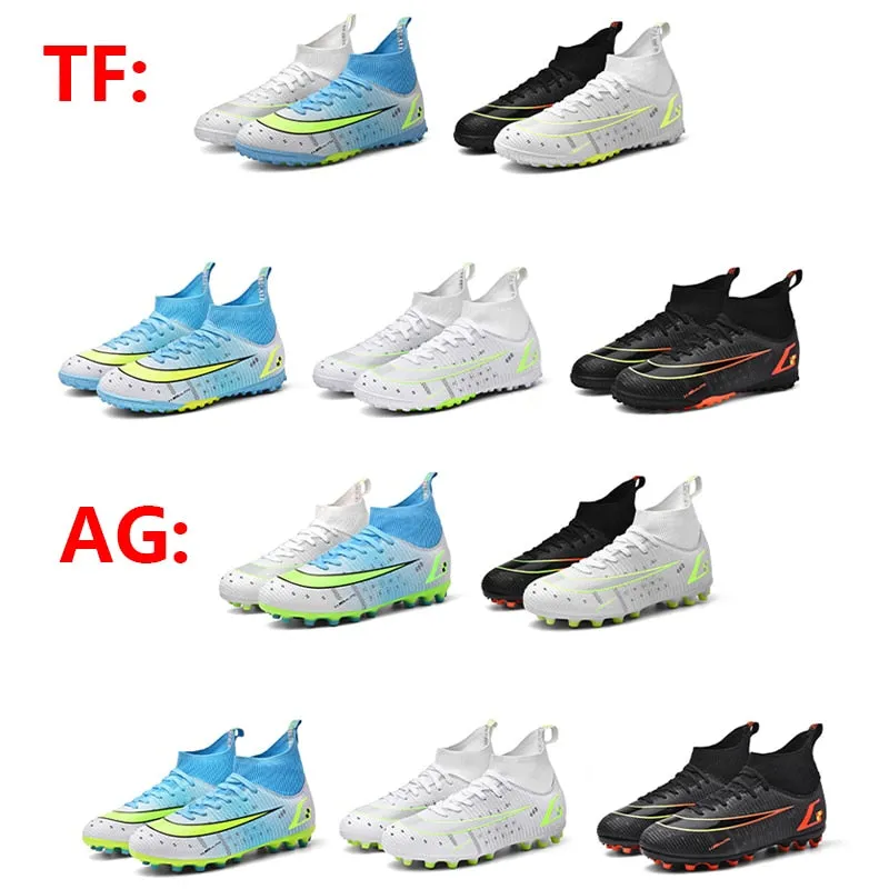 Black Men's Lace-up Breathable Cleats Training AG Angle Soccer Shoes