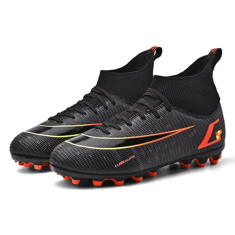 Black Men's Lace-up Breathable Cleats Training AG Angle Soccer Shoes