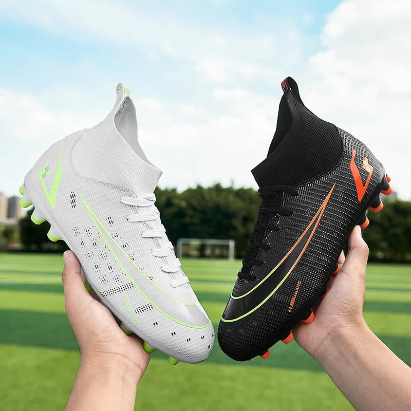 Black Men's Lace-up Breathable Cleats Training AG Angle Soccer Shoes