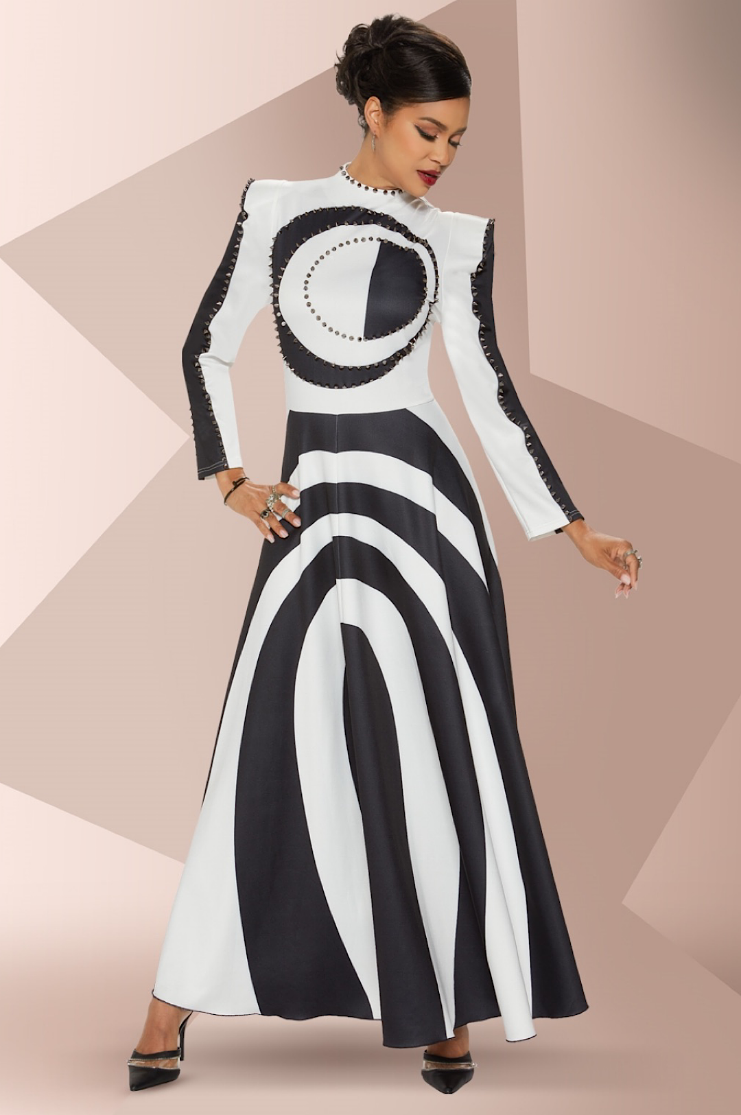 Black White Abstract Print Dress