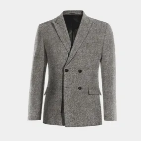  Blazer cruzada gris claro de donegal tweed