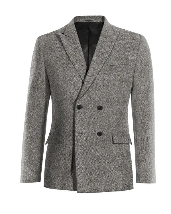  Blazer cruzada gris claro de donegal tweed