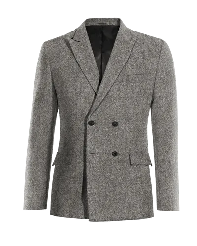  Blazer cruzada gris claro de donegal tweed