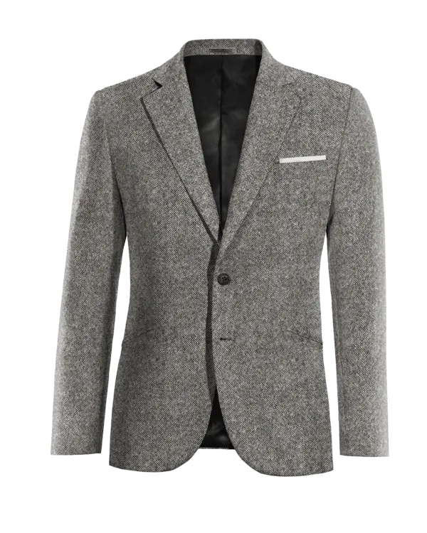  Blazer gris claro de donegal tweed solapa ancha