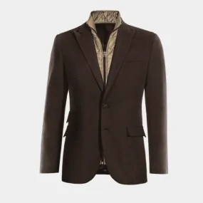  Blazer marron rojizo de donegal tweed solapa en pico