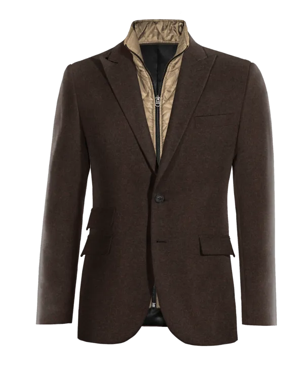  Blazer marron rojizo de donegal tweed solapa en pico