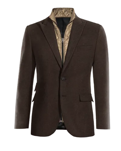  Blazer marron rojizo de donegal tweed solapa en pico