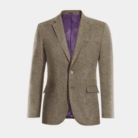  Blazer marrón claro de donegal tweed slim fit