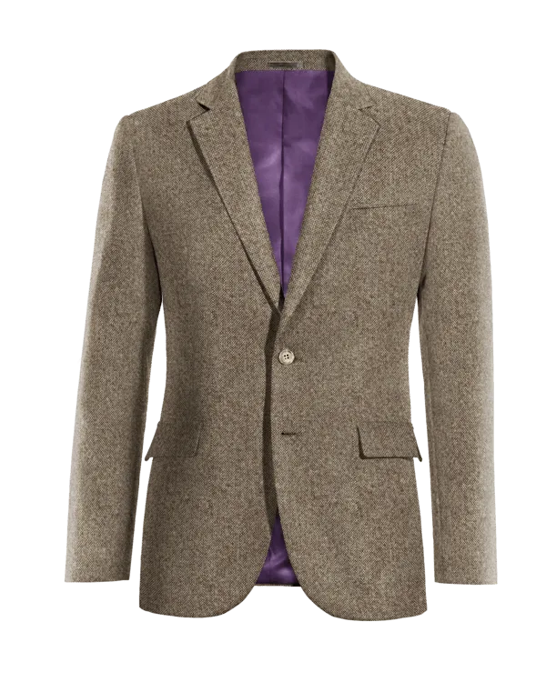  Blazer marrón claro de donegal tweed slim fit