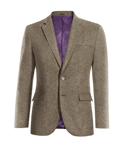  Blazer marrón claro de donegal tweed slim fit