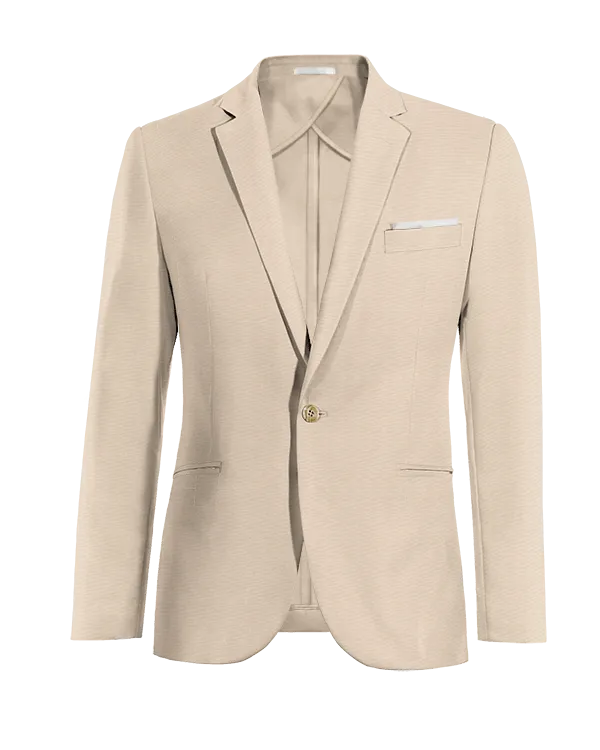  Blazer sin forro beige esencial de 1 botón