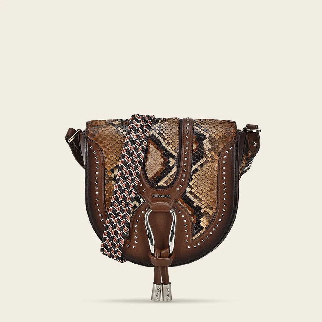 BOD97PH - Cuadra brown dress fashion python handbag for women