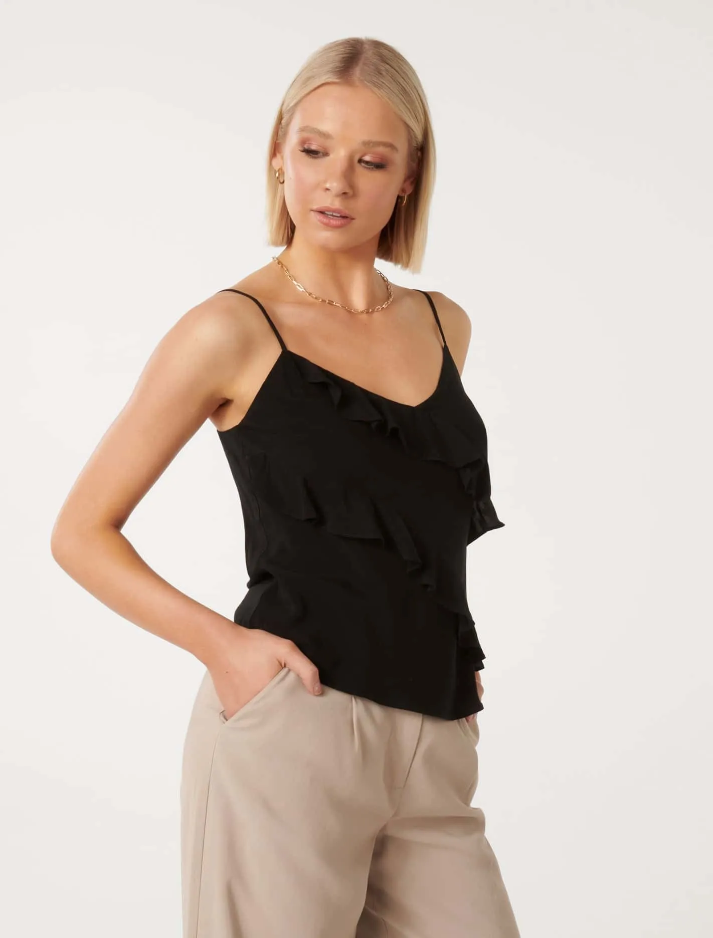 Bradshaw Bias Ruffle Cami Top