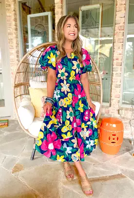 Brunch In Nashville Floral Midi Dress