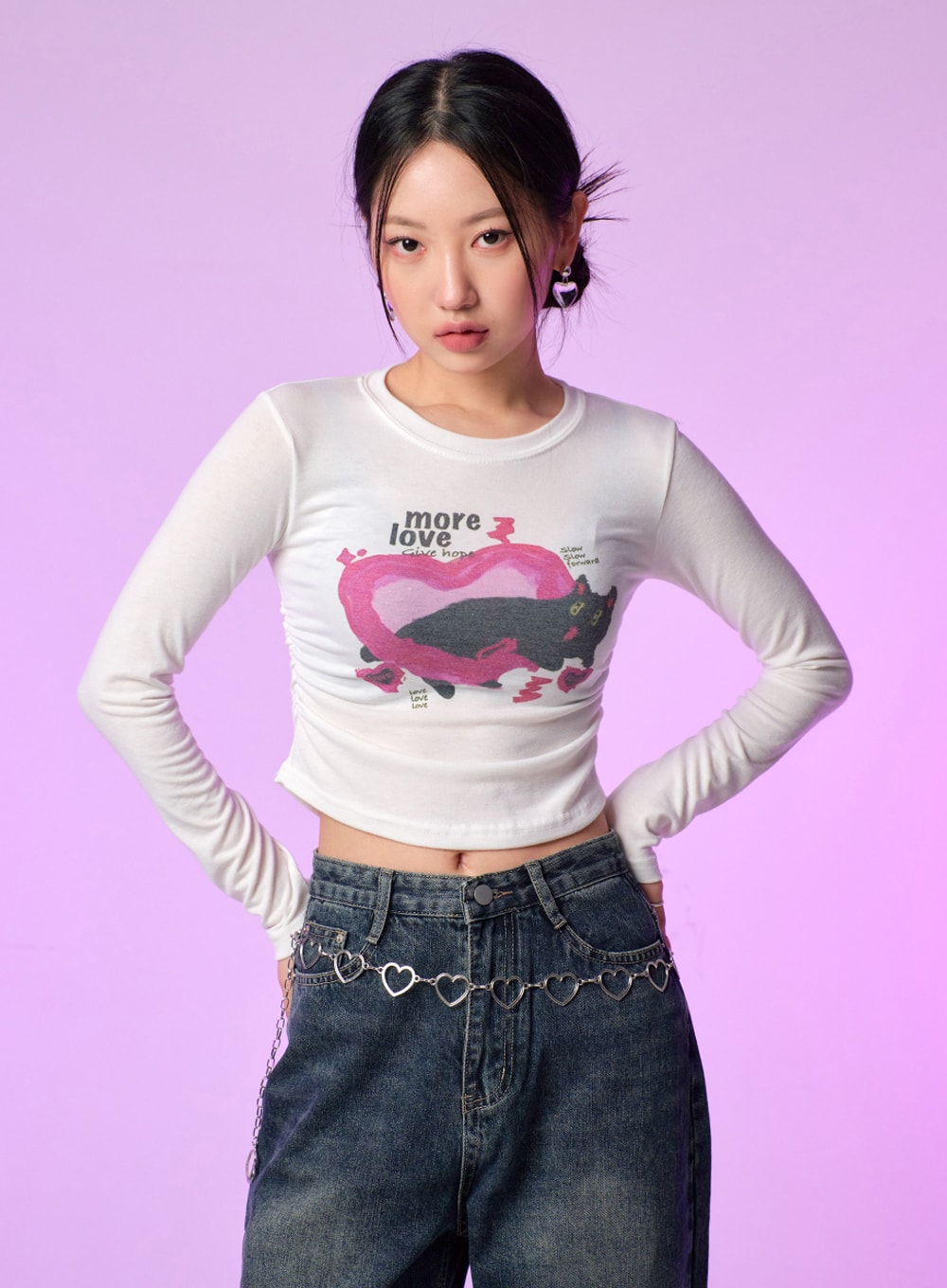 Cat Graphic Crop Tee IJ430