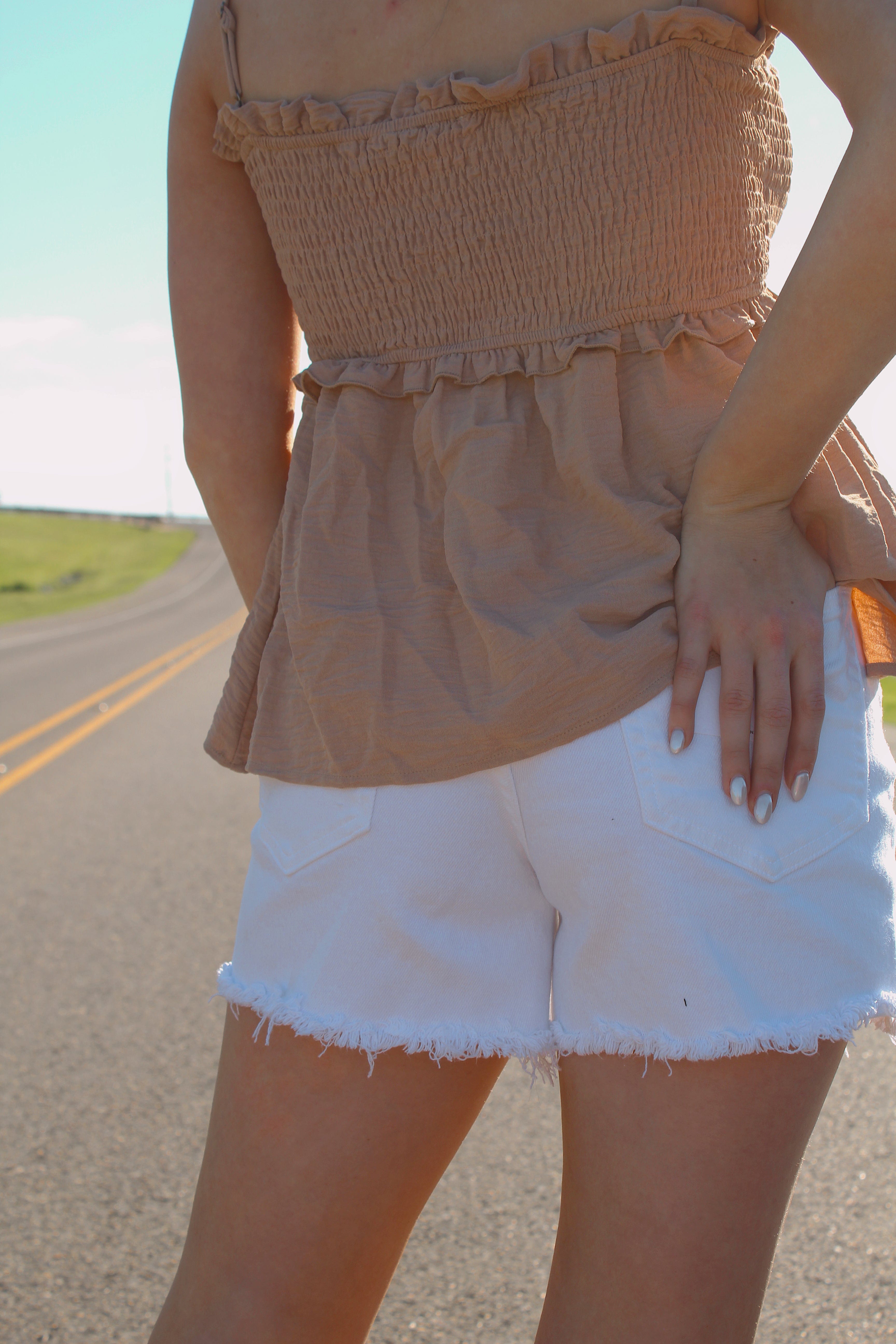 Cello White High Rise Mom Denim Shorts