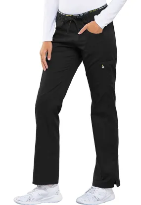 Cherokee Luxe Sport Mid Rise Straight Leg Pull-on Pant in Black SMALL