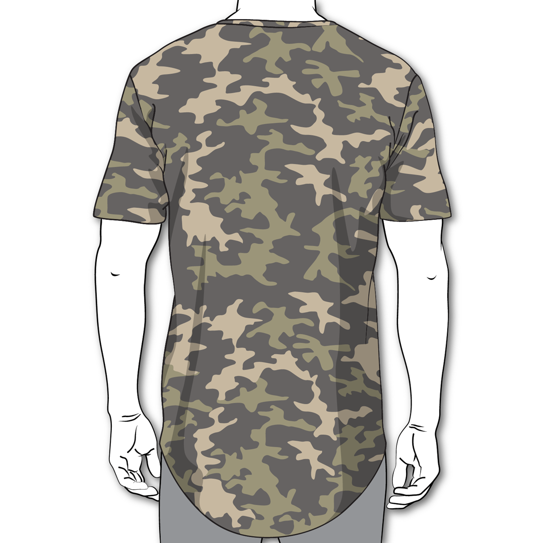 Chevron Icon Drop Tail UNISEX Graphic Tee - Khaki Camo