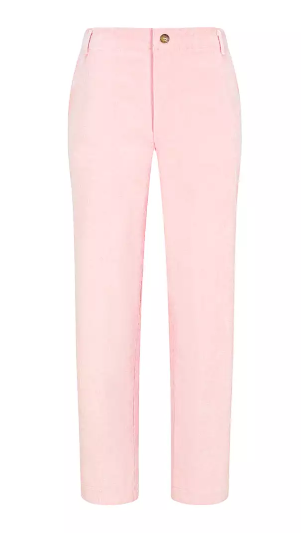 Chino-style stretch pincord pale pink trouser