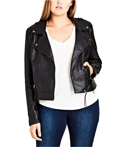 City Chic Womens Whipstitched Biker Jacket