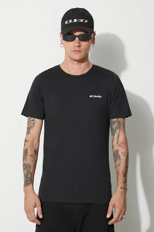 Columbia cotton t-shirt Rapid Ridge Back Graphic black color