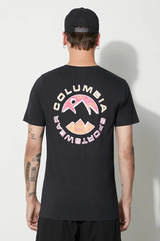 Columbia cotton t-shirt Rapid Ridge Back Graphic black color