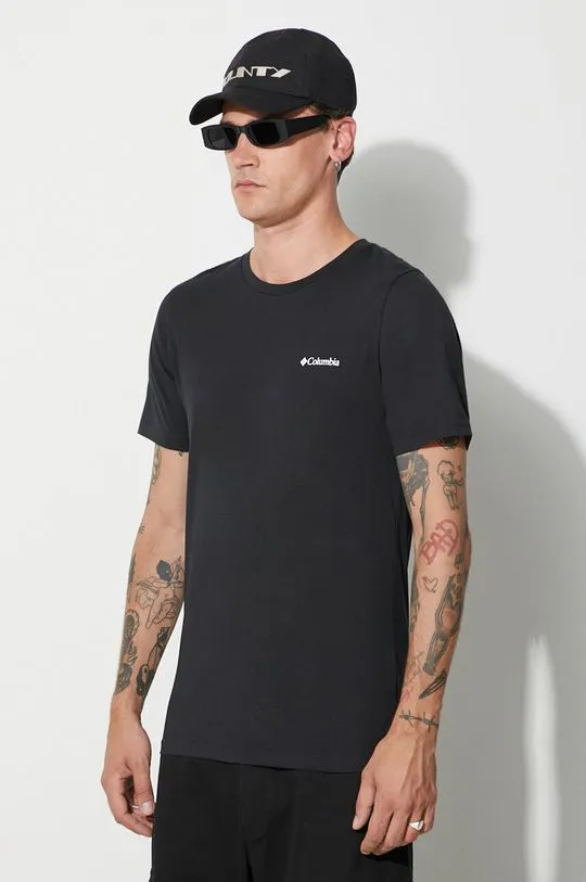 Columbia cotton t-shirt Rapid Ridge Back Graphic black color