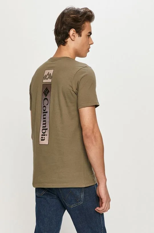 Columbia cotton T-shirt Rapid Ridge Back Graphic green color