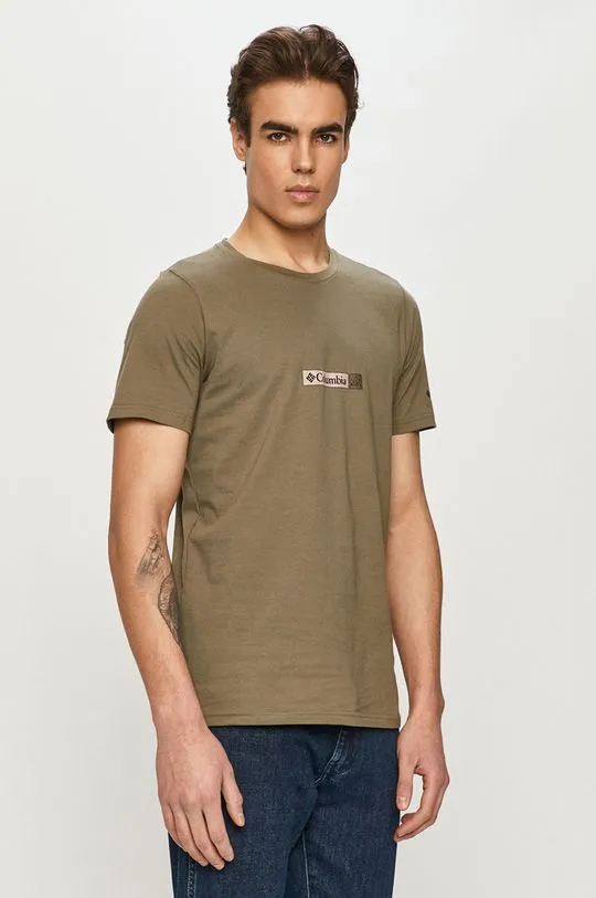 Columbia cotton T-shirt Rapid Ridge Back Graphic green color