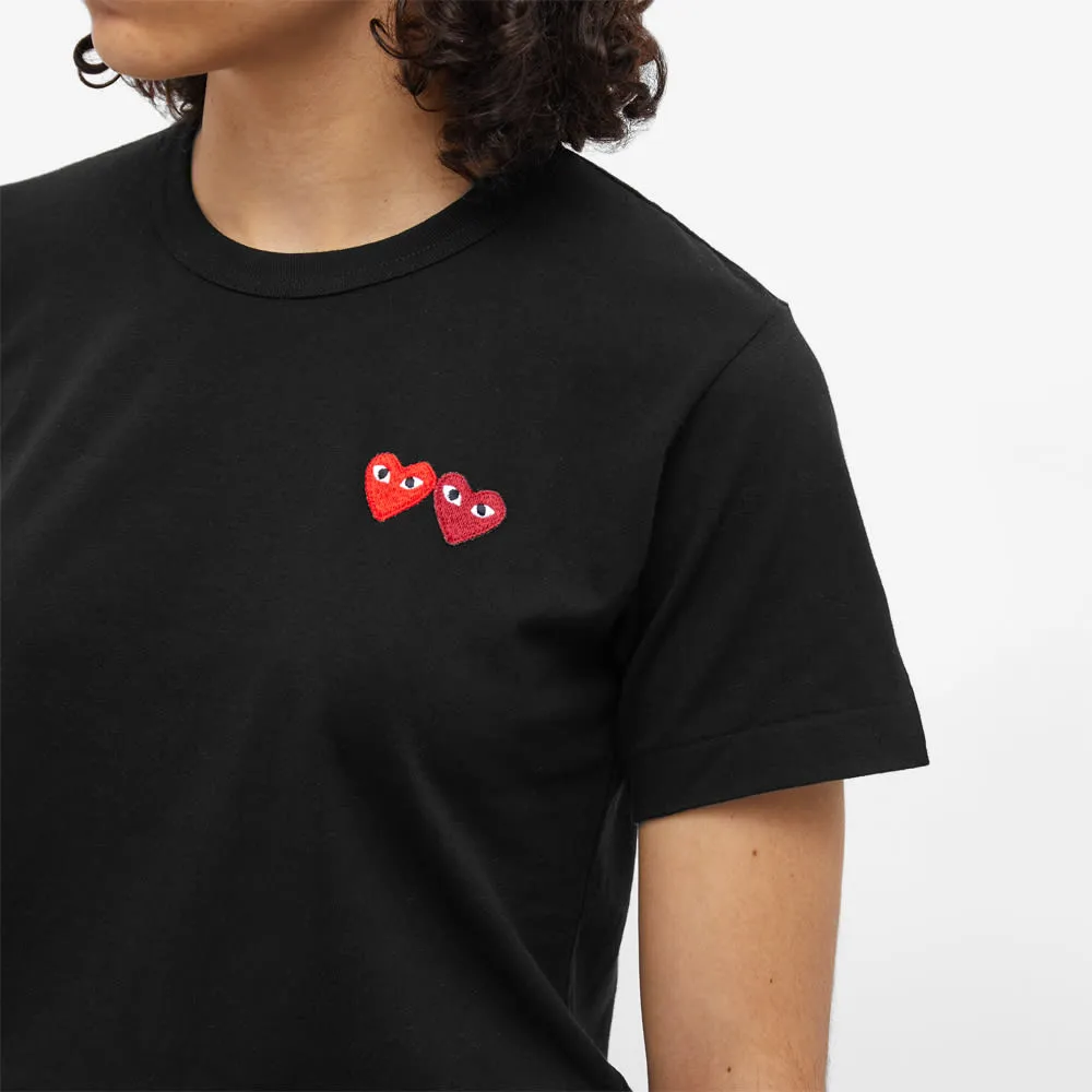 Comme des Garcons Play Women's Double Heart Logo T-ShirtBlack