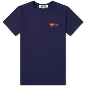 Comme des Garcons Play Women's Double Heart Logo T-ShirtNavy