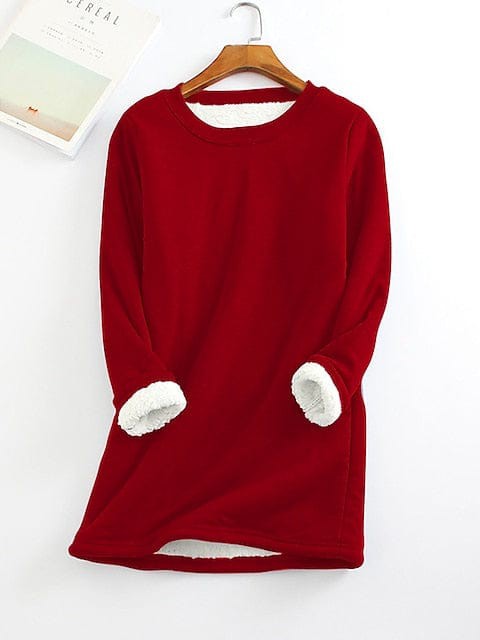 Cozy Women's Sherpa Fleece Lined Winter Sweatshirt Dress