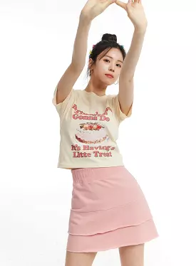 Cute Graphic Crop Tee OM406