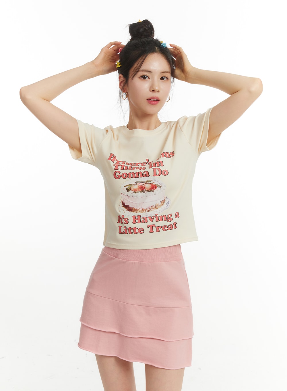 Cute Graphic Crop Tee OM406