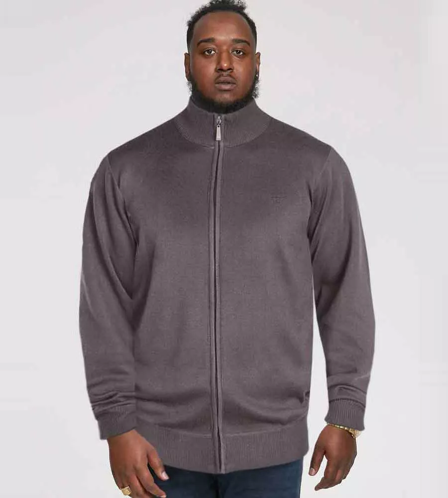 D555 Big Mens Charcoal Plain Full Zip Sweater (BUDDY 3)