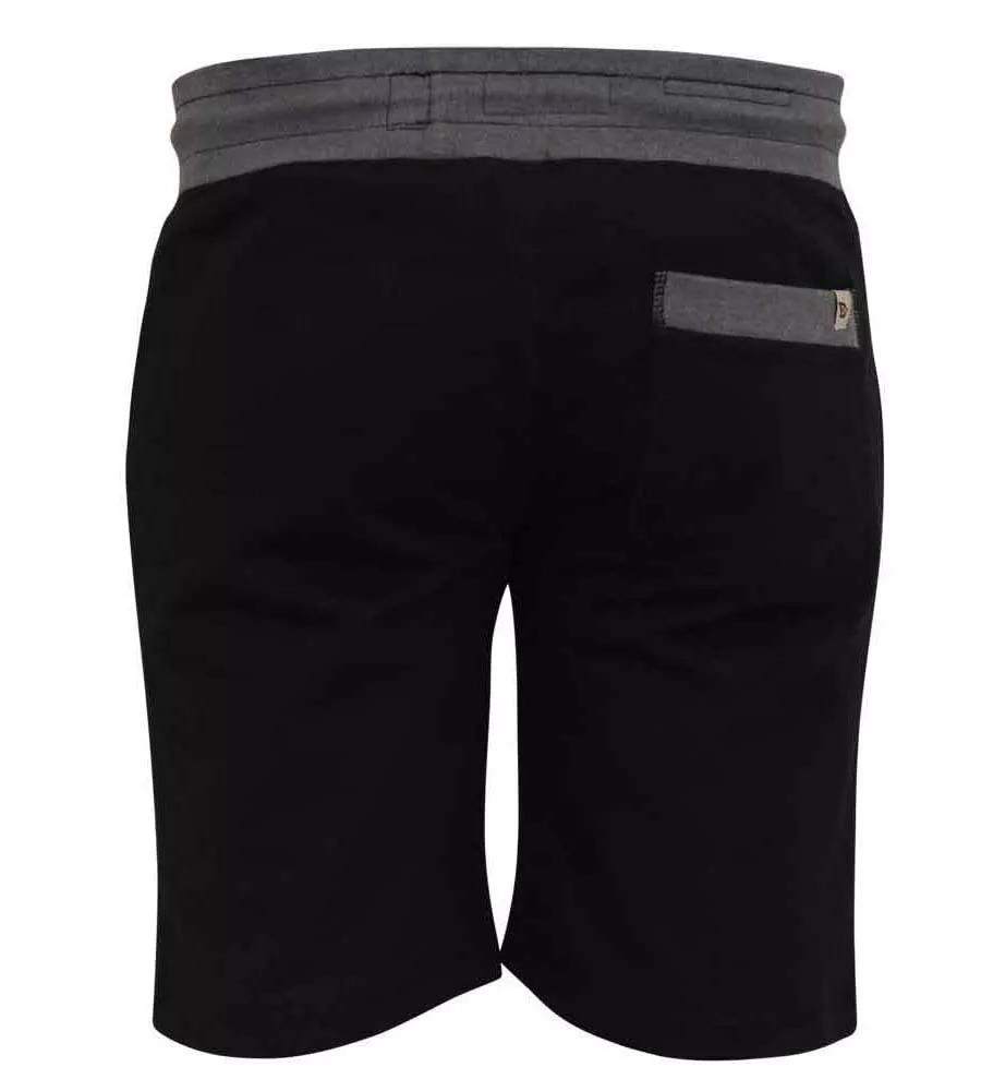 D555 Mens Black Shorts With Elasticated Waist and Loop Back (SUTTON 1)