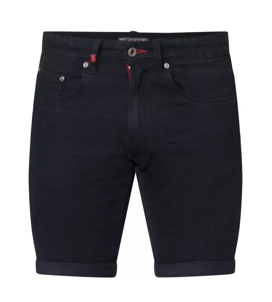 D555 Mens Black Stretch Denim Shorts (JUDE)